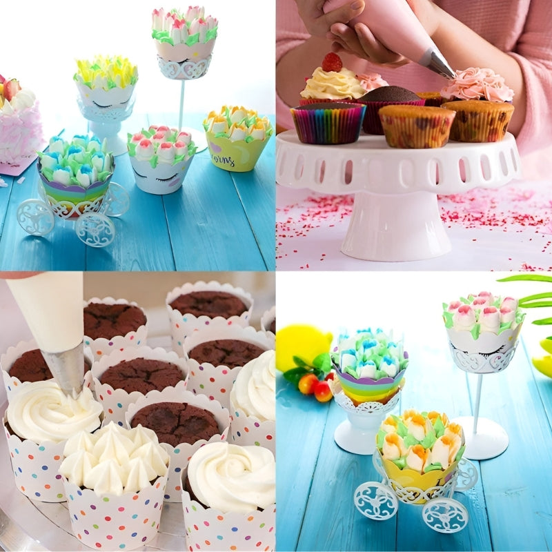 Kreatives Tüllenset aus Edelstahl – 18 Tüllen, 1 Spritzbeutel, 5 Adapter – Für Kuchendekoration und Backkunst