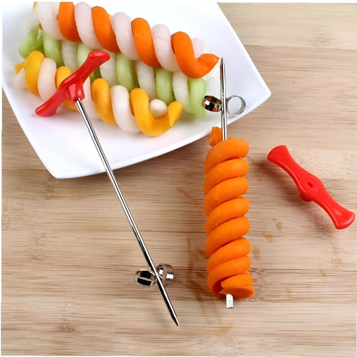 Obstspiralschneider - Ergonomisches Obstspiralmesser aus Edelstahl für kreative Snacks