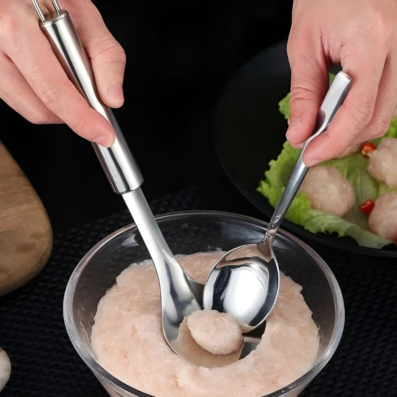 Set aus 2 Fleischbällchenlöffeln – Edelstahl Fleischbällchenformer für perfekt runde Fleischbällchen in Sekundenschnelle