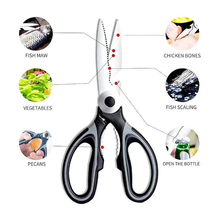 Ergonomische Küchenschere aus Edelstahl, Scharf, Vielseitig für Gemüse, Fleisch und Fisch – 9,5 x 21 cm