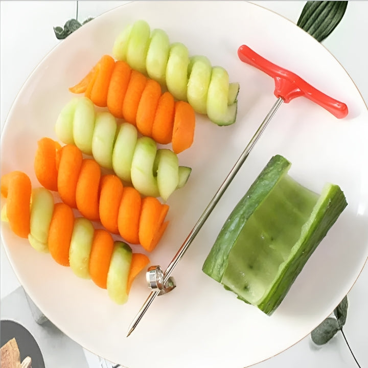 Obstspiralschneider - Ergonomisches Obstspiralmesser aus Edelstahl für kreative Snacks
