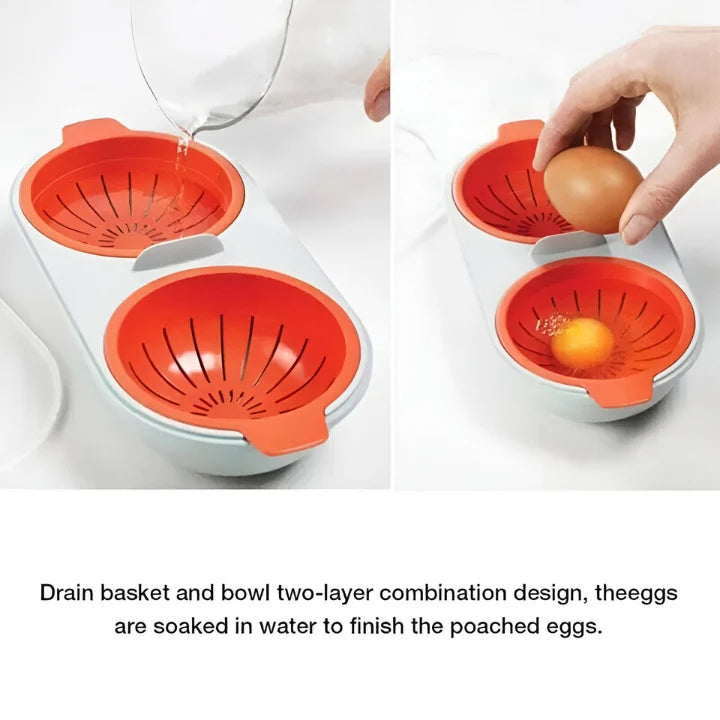 Ei-Pocher für Mikrowelle – BPA-freier Kunststoff, für 2 Eier – Küchenzubehör für schnelles Frühstück