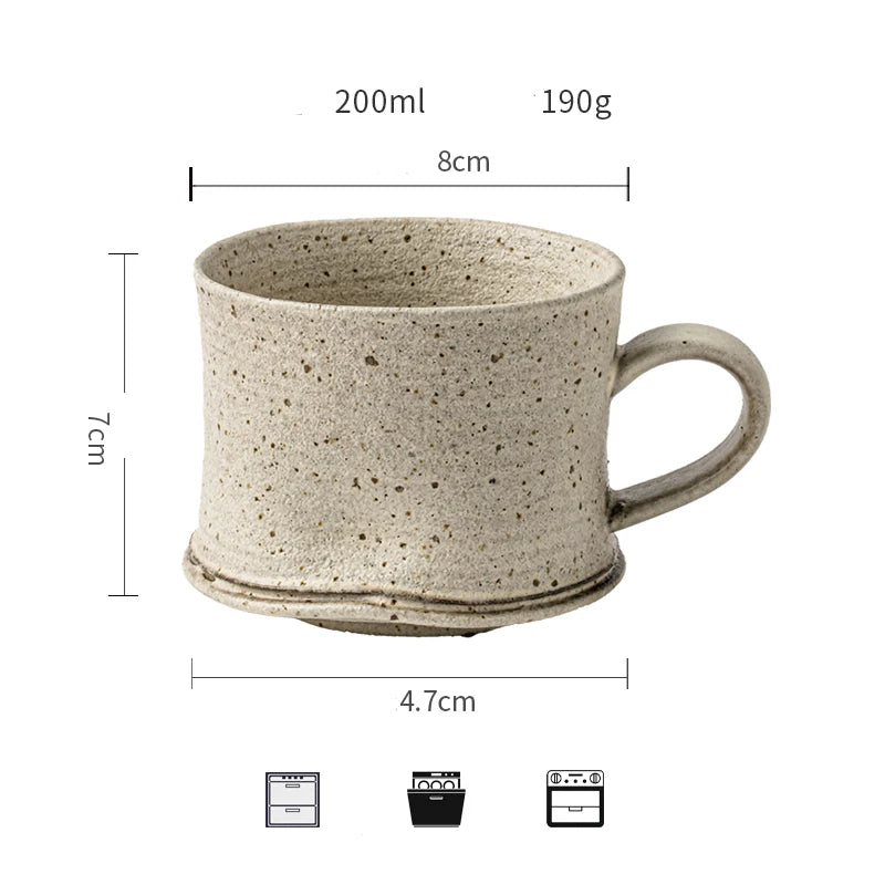Handgefertigte Latte Tasse – Japanische Vintage Keramik – 200ml, Beige