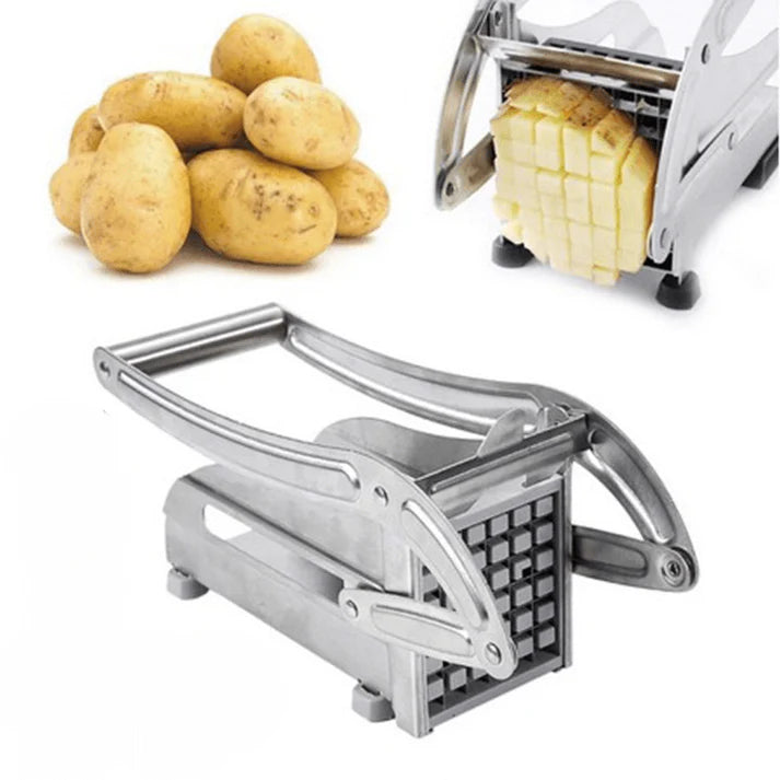 Edelstahl Kartoffelschneider, Gemüseschneider für einfache Zubereitung von Pommes und Gemüse