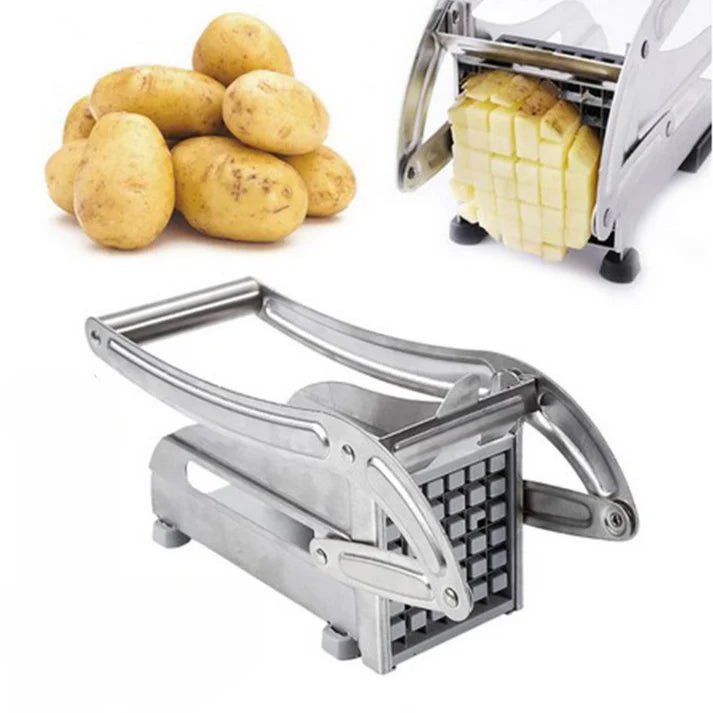 Edelstahl Kartoffelschneider, Gemüseschneider für einfache Zubereitung von Pommes und Gemüse