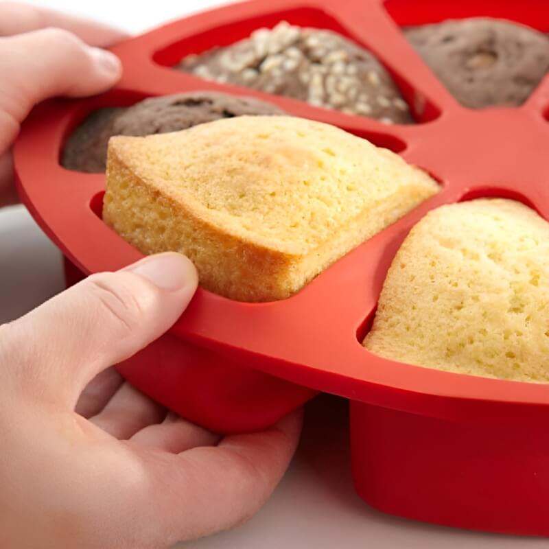 Dreieckige Silikon Kuchenform, 8 Gitter für Perfekte Kuchenstücke, Antihaftbeschichtet, Hitzebeständig