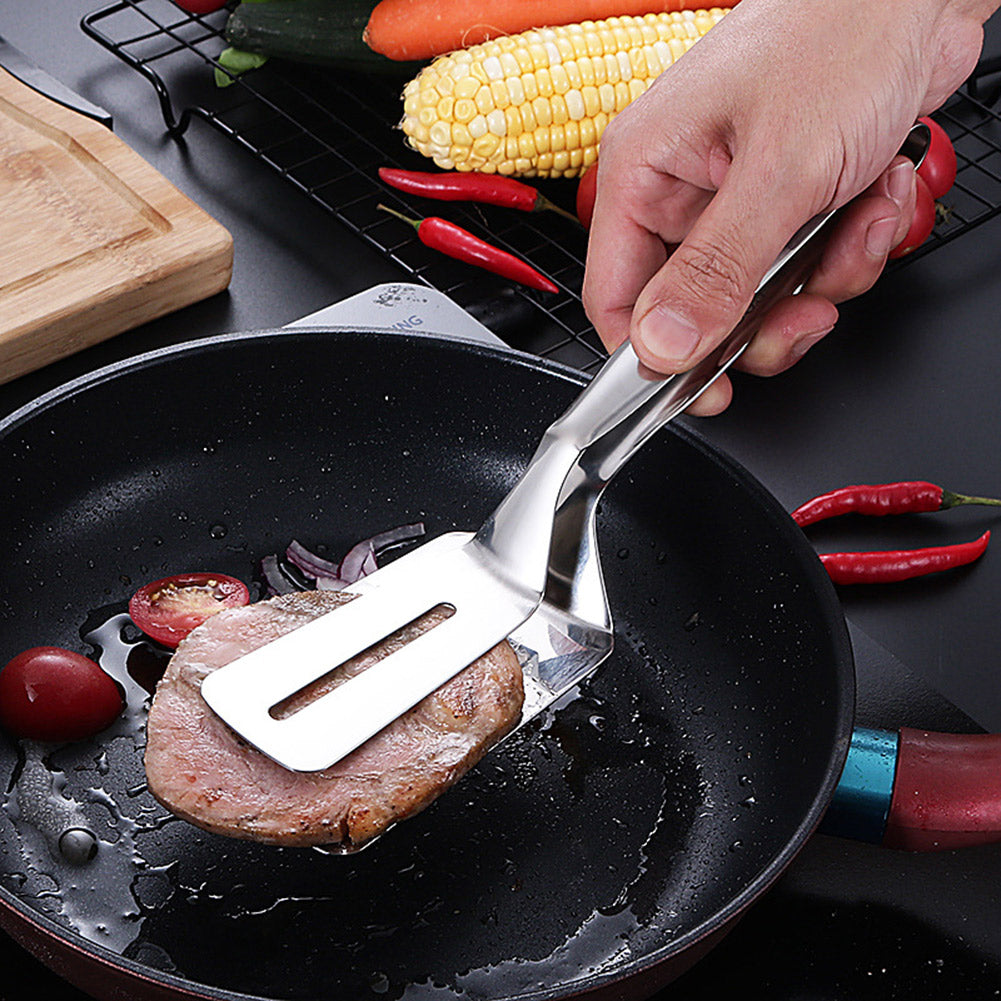 Grillklemme aus rostfreiem Stahl – 3-in-1 Küchenzange, Flipper und Schaber