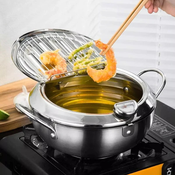 Fritteuse Topf aus Edelstahl, 3L, Für Herd und Induktion Geeignet