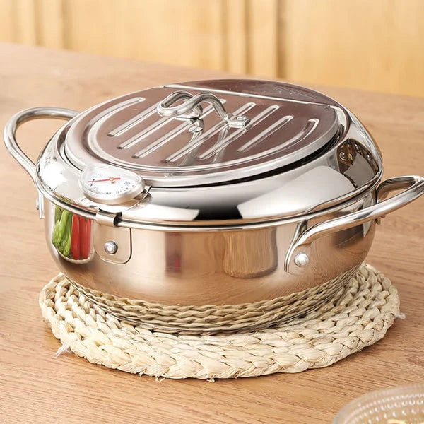 Fritteuse Topf aus Edelstahl, 3L, Für Herd und Induktion Geeignet