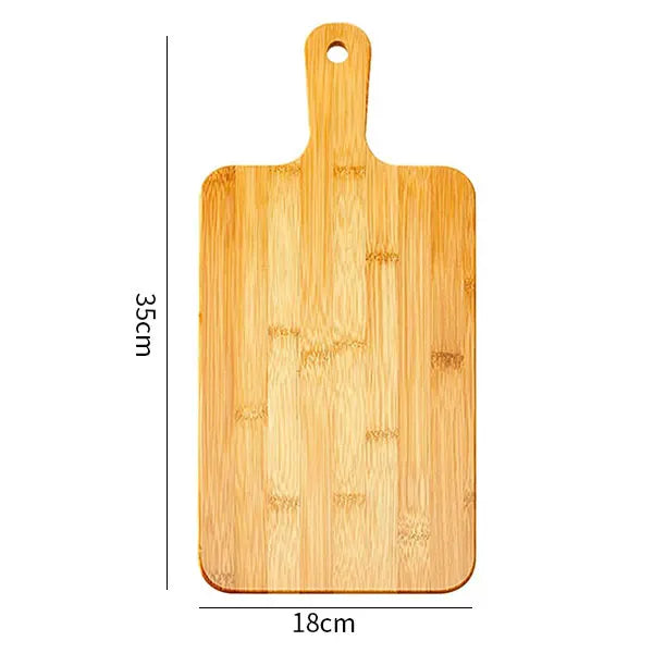 Bambus Schneidebrett mit Griff – Große Servierplatte – Holz Schneidbrett für Pizza, Gemüse & Fleisch – 35x18 cm / 27x15 cm