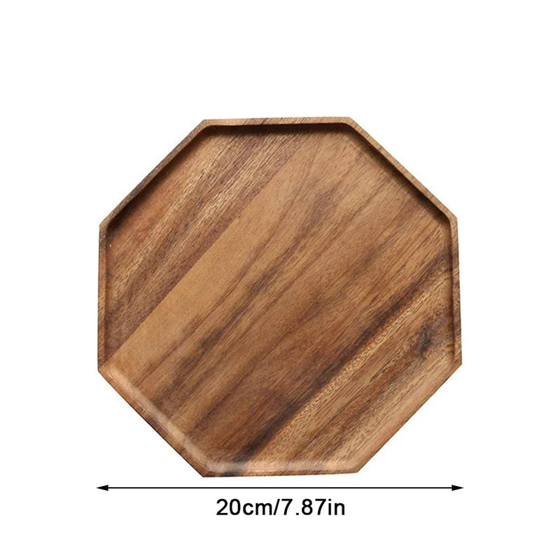 Achteckiges Servierbrett aus Akazienholz – Charcuterie-Platte, Speisetablett, 20/25 cm