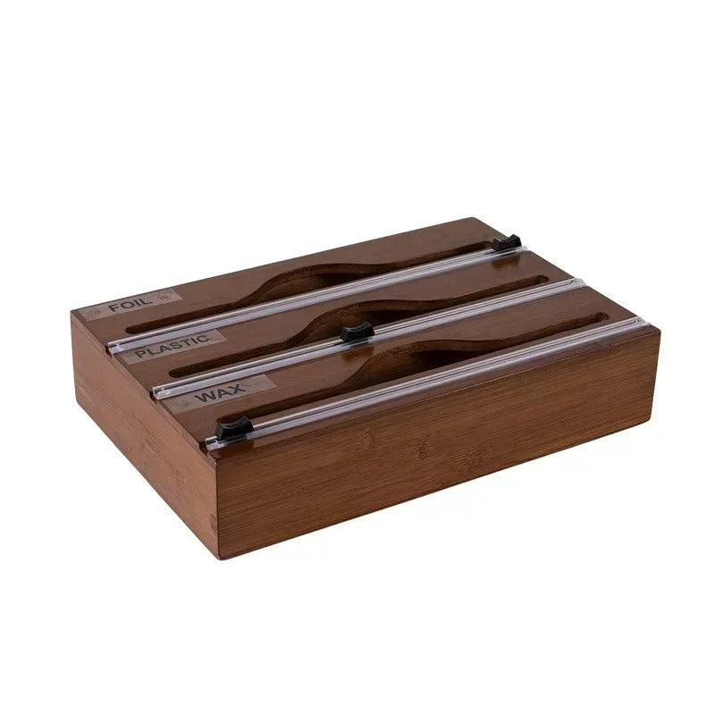 1 Stück Frischhaltefolienschneider Wandmontage Bambus Organizer mit Mehrfachfächern