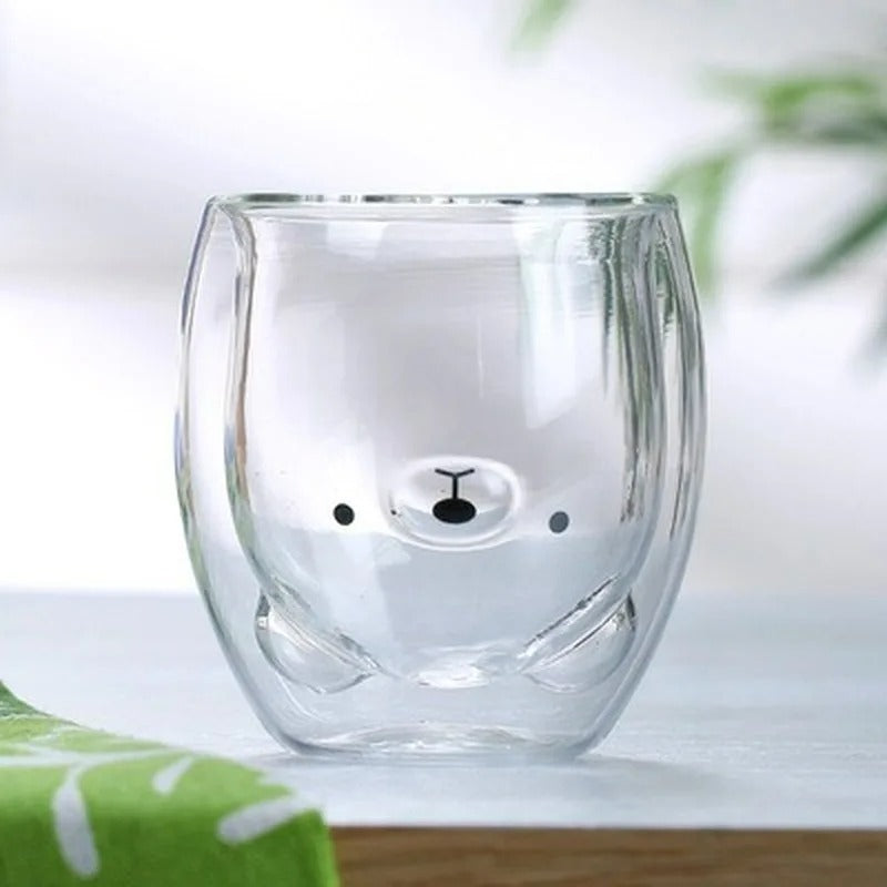 Doppellagige Glastasse mit Tiermotiven – Kreative 250 ml Kaffee- und Milchglas-Becher