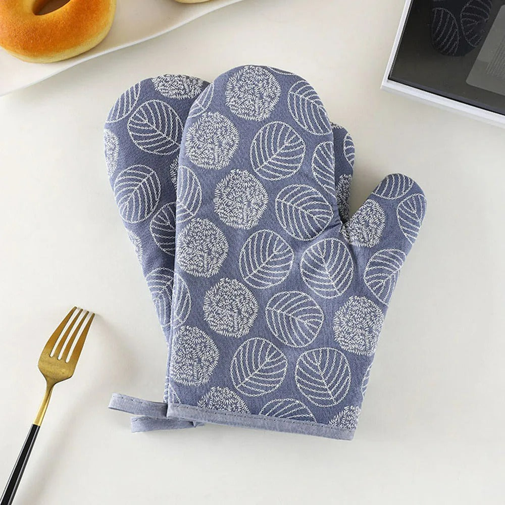 2 Stück Hitzebeständige Ofenhandschuhe Anti-Verbrühung, 13x26 cm, Bedruckt für Küche und Backofen
