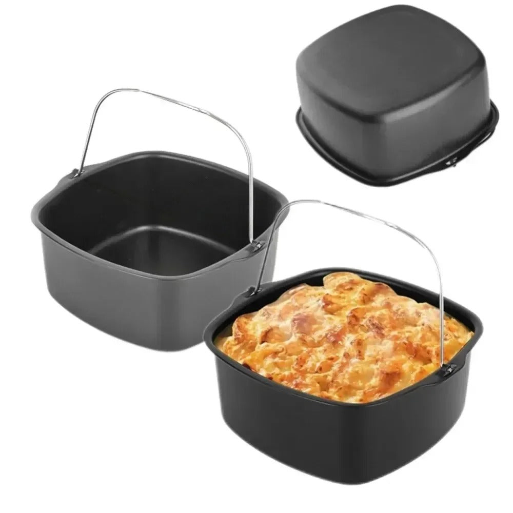Antihaft Backplatte für Airfryer, Kuchenbackform aus Kohlenstoffstahl, passend für Heißluftfritteuse und Ofen, ideal für Kuchen und Backen