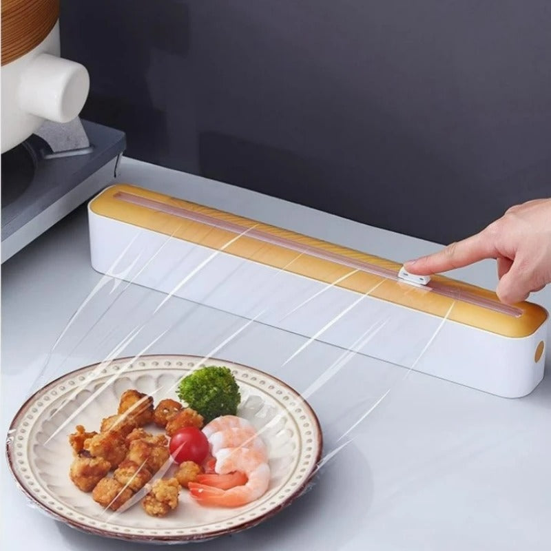 Frischhaltefolienspender mit Cutter – Küchenaufbewahrung für Aluminiumfolie & Plastikfolie, Saugfuß, Zwei-Wege-Schneideblatt, 36 cm