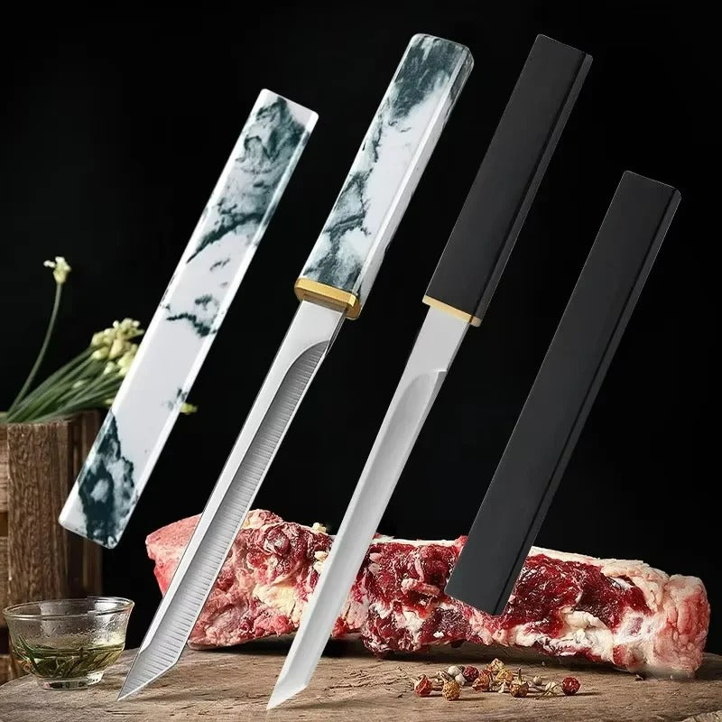 Professionelles Edelstahl-Hackmesser für Fleisch, Fisch, Obst und Gemüse – Handgeschmiedetes Ausbeinmesser für die Küche und BBQ