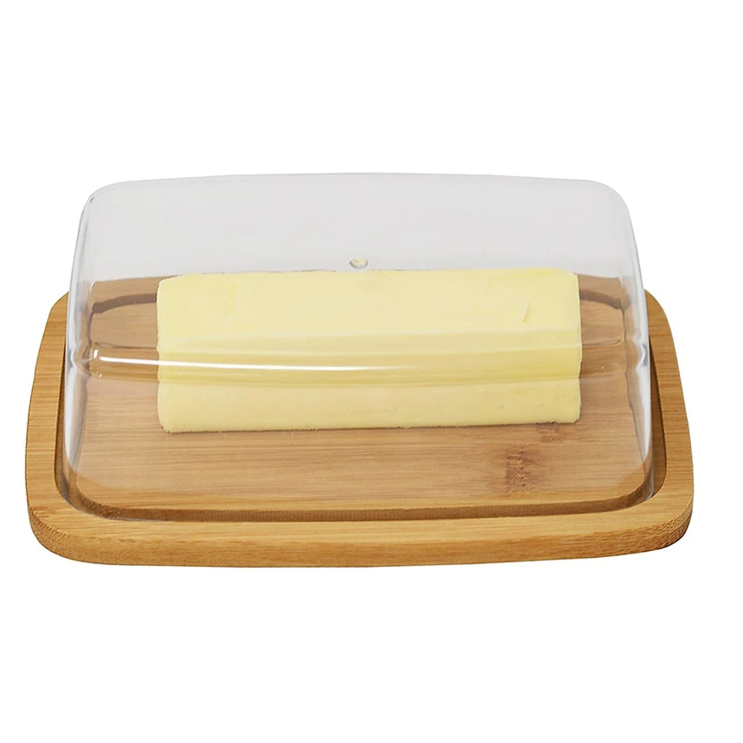 Rechteckige Aufbewahrungsbox für Käse und Butter mit Deckel, 1200 ml, Bambus + PS, 19x12,5x6 cm