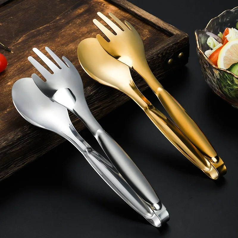 2 Stück Antislip Roestvrijstalen Voedseltang für BBQ und Küche – Vielseitige Servier- und Grillzange, 20 cm