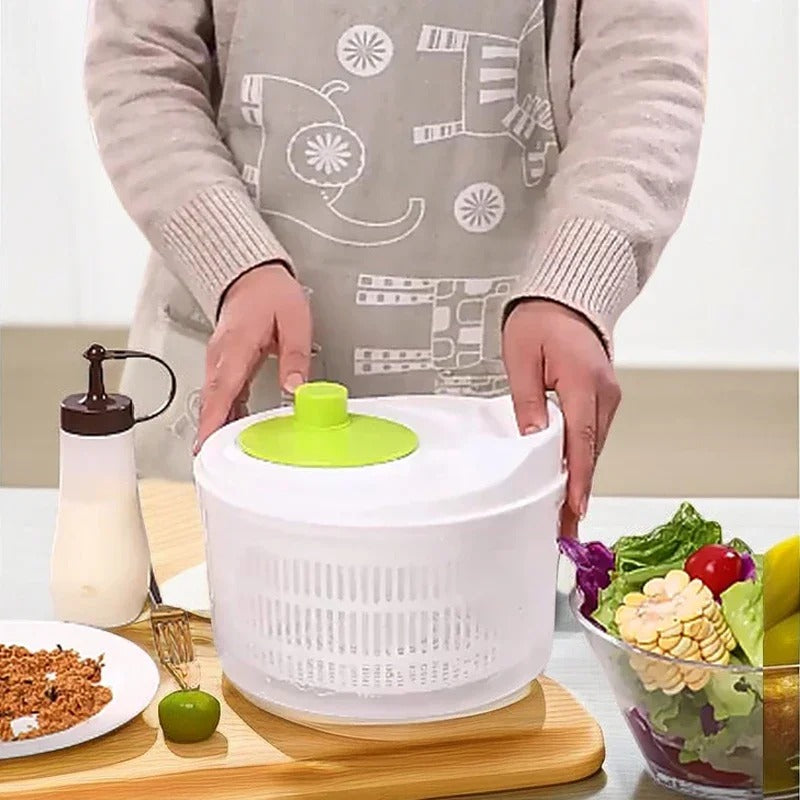 Gemüse Dehydrator Salatschleuder 3L, Manuelle Spindel, Abtropfkorb für Obst und Gemüse, Multifunktional, BPA-frei