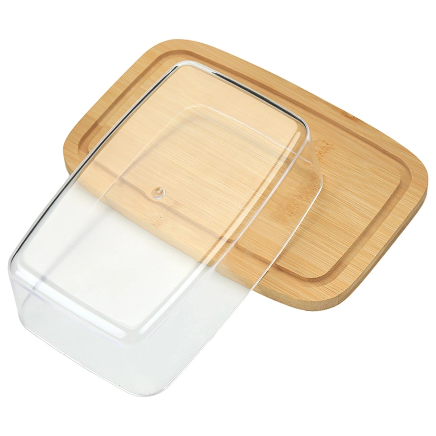 Rechteckige Aufbewahrungsbox für Käse und Butter mit Deckel, 1200 ml, Bambus + PS, 19x12,5x6 cm
