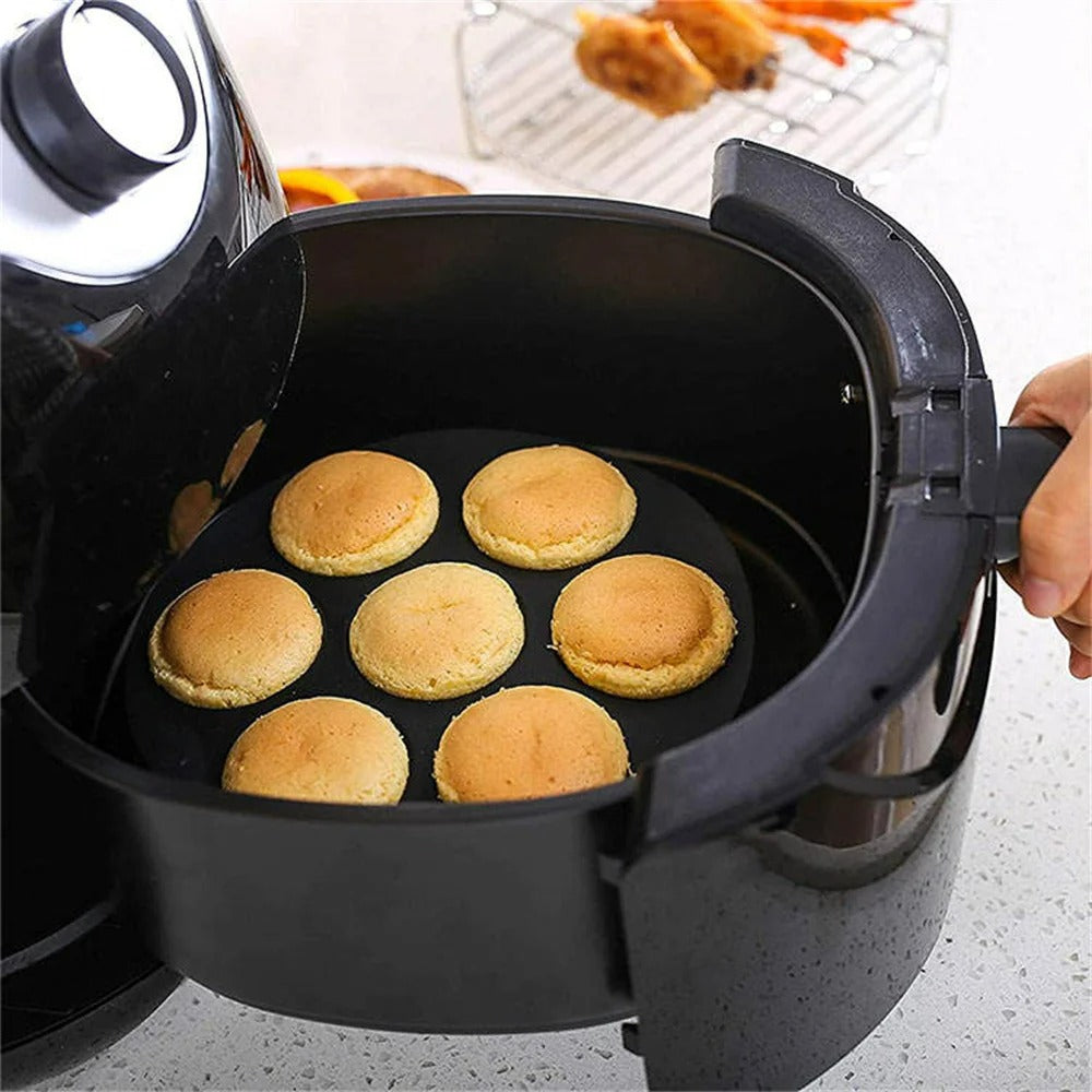 7-Tassen Muffin Silikonform, Antihaft Cupcake-Pfanne für Heißluftfritteuse, Mikrowelle, Küchenzubehör, 18cm-20cm