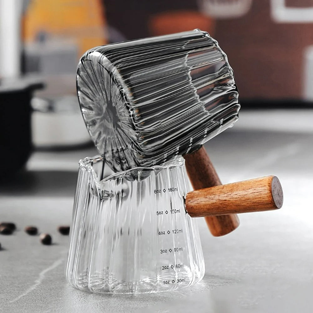 Espressokopje mit Holzgriff, 180ml, Melkschuimbeker, Latte Art Mok, Koffieaccessoires