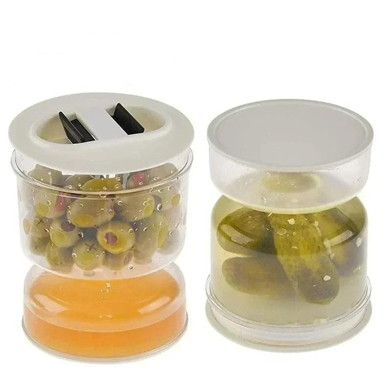 Pickle Jar mit Flip-Deckel und Sieb, 200 ml, Wet-Dry-Trennung, für Oliven & Eingelegtes