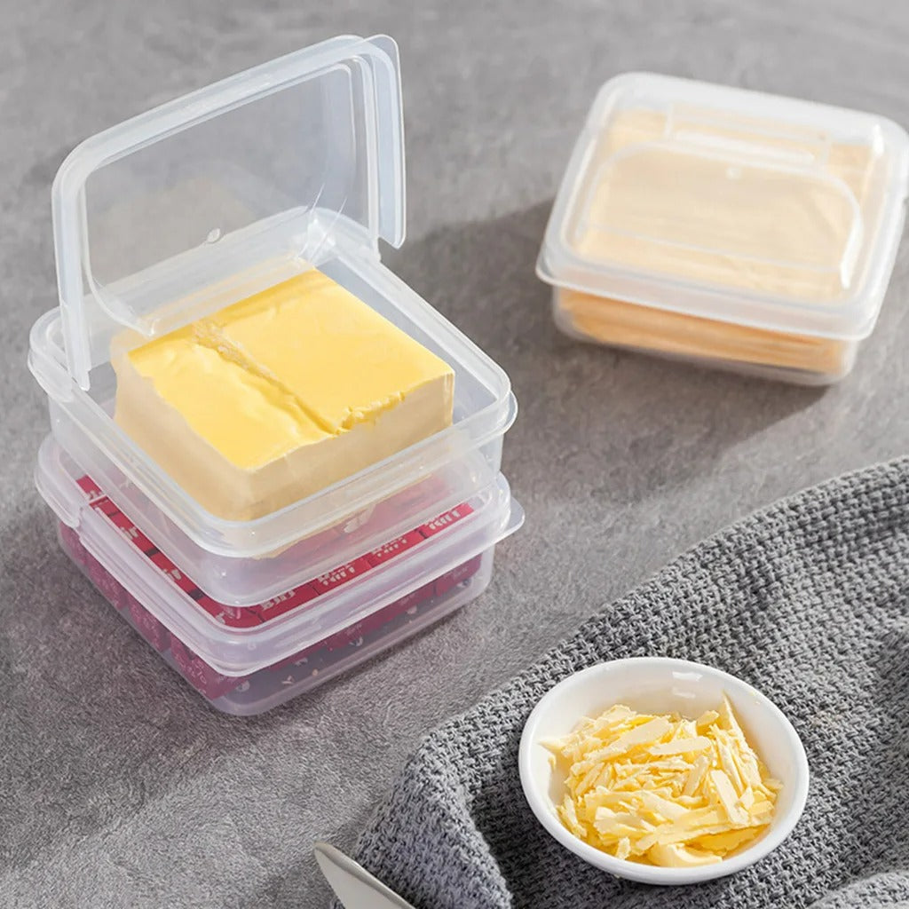 2er Set Aufbewahrungsbox für Butter und Käse – Transparente Kühlschrankbox, Frischhaltebox für Obst, Gemüse und Lebensmittel