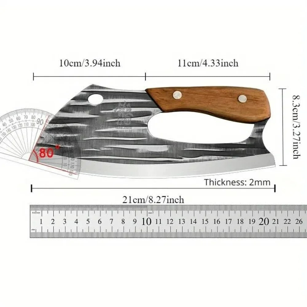 Vielseitiges Edelstahl Küchenmesser für Fisch und Fleisch, Holzgriff, Arbeitsersparnis