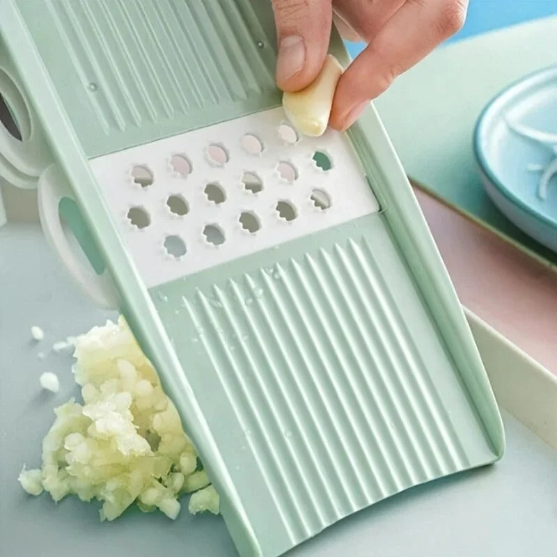 Multifunktionaler 5-in-1 Gemüseschneider mit Edelstahlklinge – Raspeln, Schneiden, Schälen, Küchenhelfer
