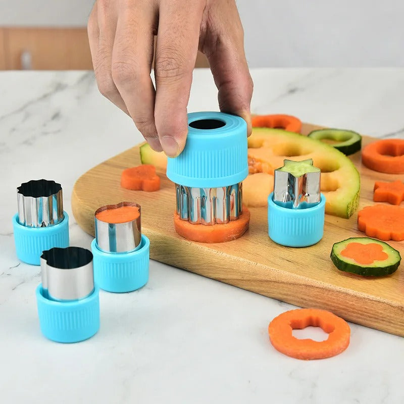 Gemüseschneider Set – 3 Stück Edelstahl Ausstecher mit Kunststoffgriff, Mini Gemüse- und Obstschneider Küche