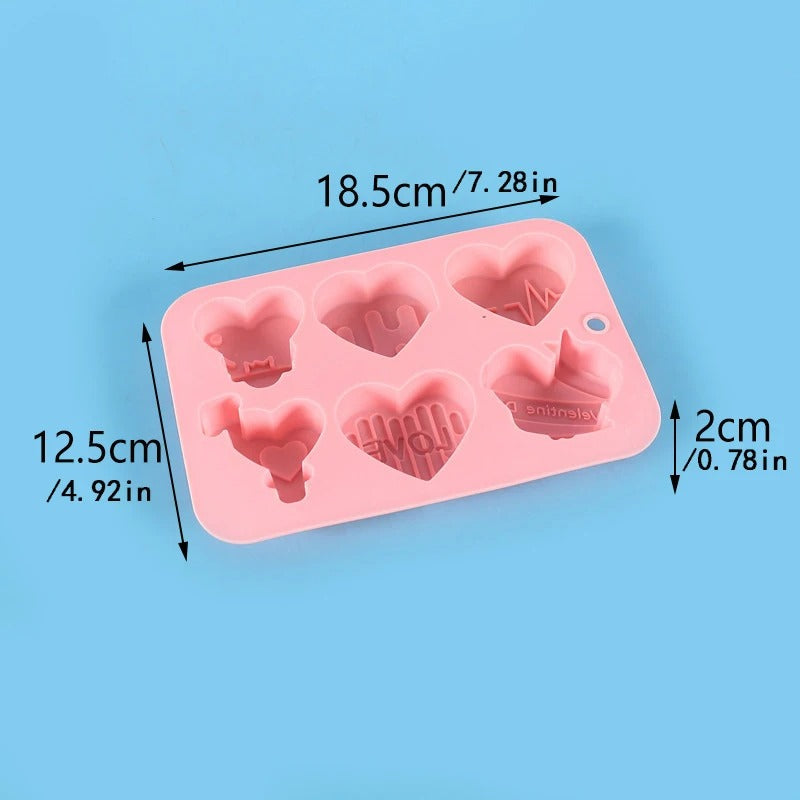 2er Set 6-fach Herzform Silikon Backform für Schokolade, Kuchen und Süßigkeiten