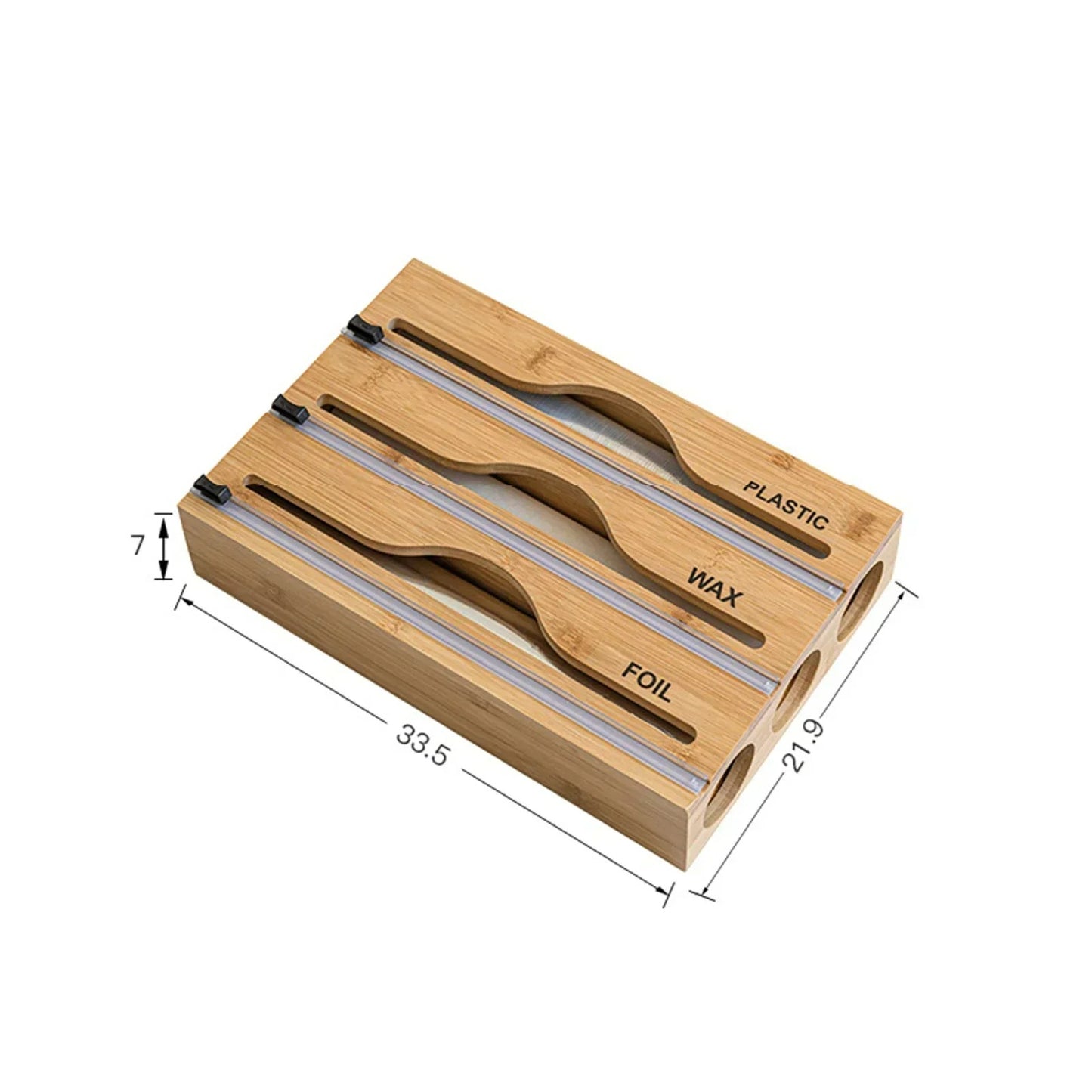 1 Stück Frischhaltefolienschneider Wandmontage Bambus Organizer mit Mehrfachfächern