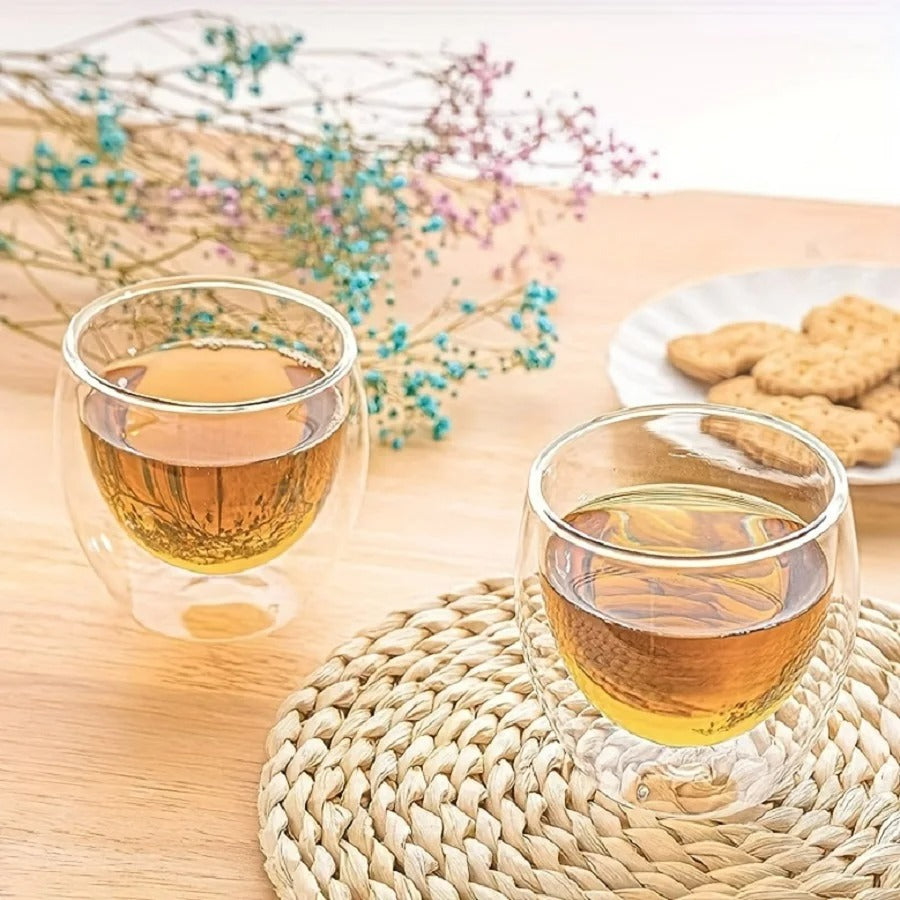6-teiliges Espresso Tassen Set – 80ml Gläser, Doppelwandige Isolierung, Perfekt für Kaffee, Tee, Milch, Latte und Cappuccino
