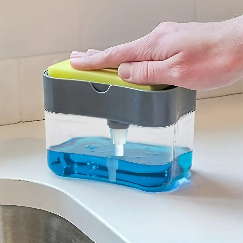 Automatischer Seifenspender mit Schwammhalterung – Praktische Spülhilfe für Küche und Spüle