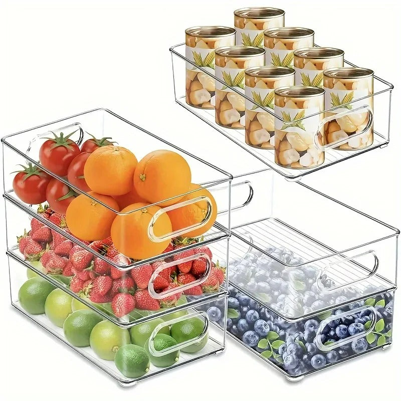 Transparente Aufbewahrungsbox aus Kunststoff für Kühlschrank und Küche, Stapelbar, Klein/Mittel