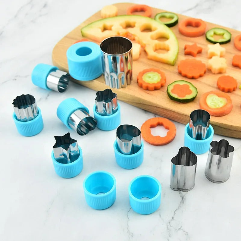 Gemüseschneider Set – 3 Stück Edelstahl Ausstecher mit Kunststoffgriff, Mini Gemüse- und Obstschneider Küche