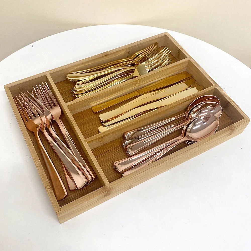 Bambus Besteckkasten für die Schublade, Küchenlade-Organizer, 33 x 24,1 x 3,8 cm