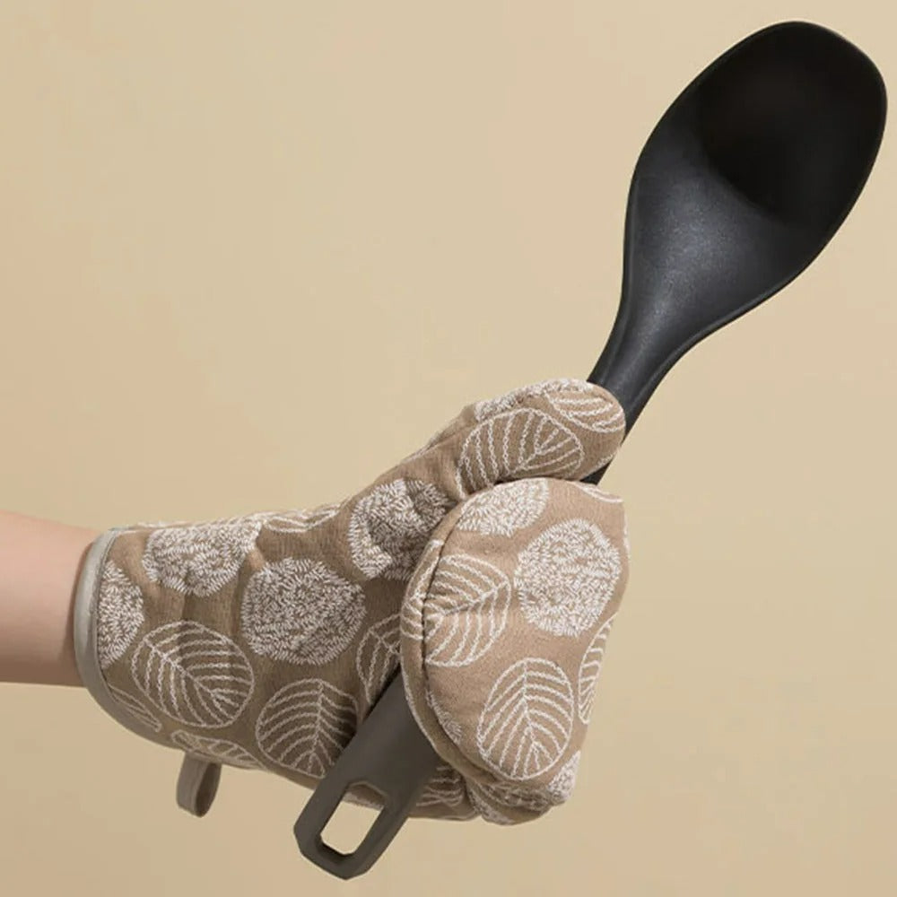 2 Stück Hitzebeständige Ofenhandschuhe Anti-Verbrühung, 13x26 cm, Bedruckt für Küche und Backofen