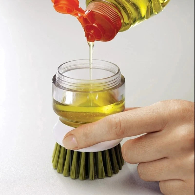 Zeepdispenser Afwasborstel met Opbergstandaard – Multifunctionele Scrubborstel voor Keuken, Palmgrip, Vervangbare Borstelkop, Duurzaam en Handig