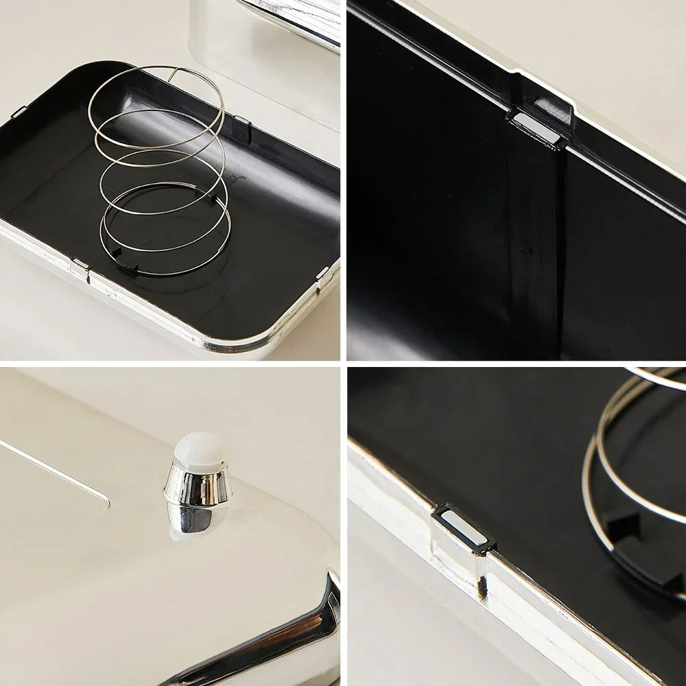Luxe Taschentuchboxhalter für Küche & Wohnzimmer, Gold/Silber Kunststoff Organizer, Modernes Design, Abnehmbares Taschentuchcase, 18x12x11 cm