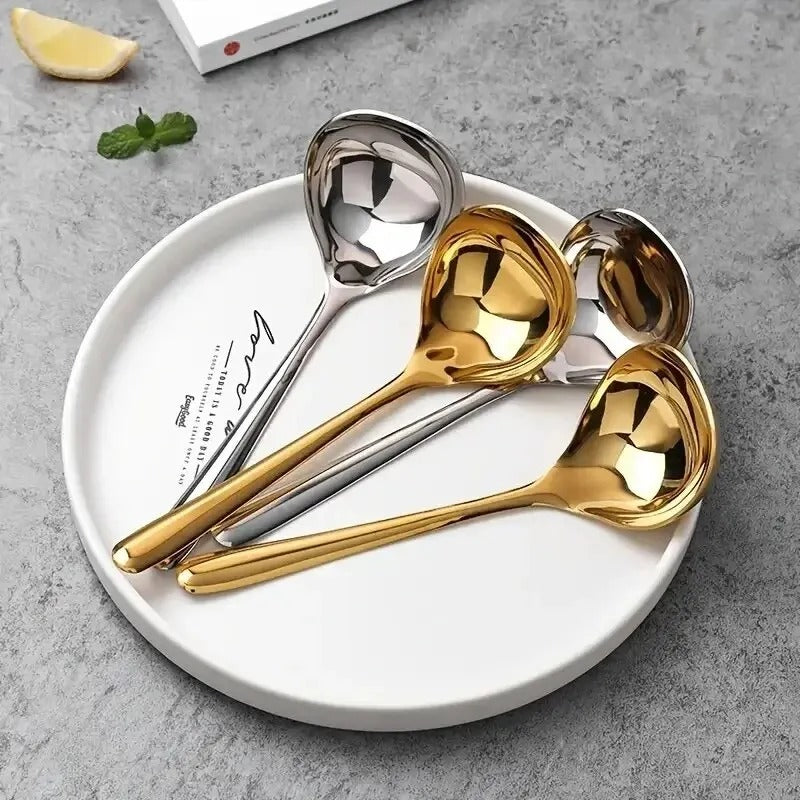 2 Stück Edelstahl Suppenlöffel, lange Stiele, kreative Hot Pot Löffel, Küchenutensilien für Zuhause