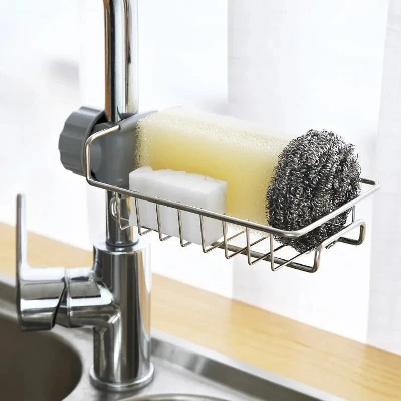 Stainless Steel Spülbecken Organizer – Ablage für Schwämme, Seife & Handtücher, Verstellbar, Rostfrei
