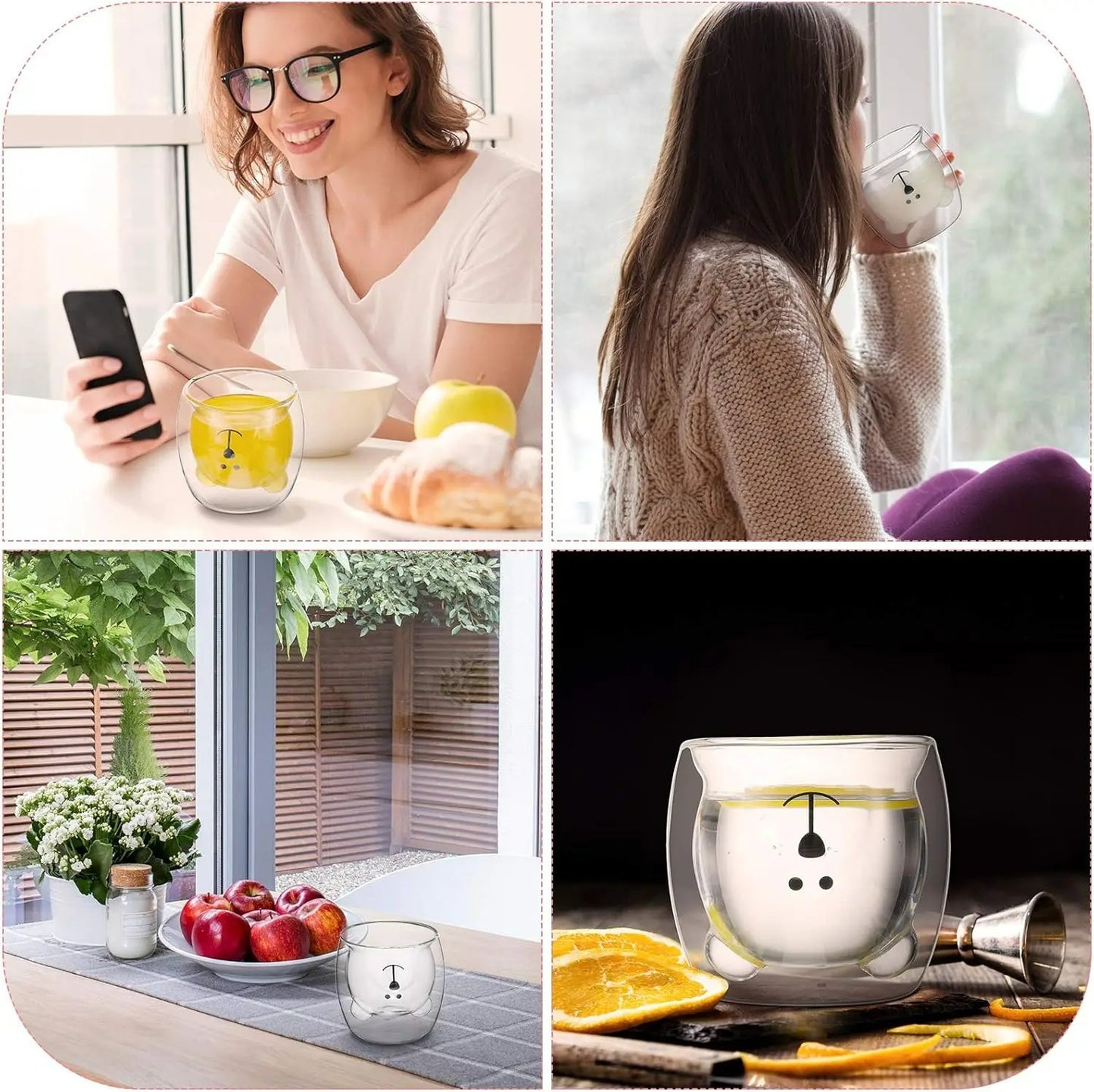 Doppellagige Glastasse mit Tiermotiven – Kreative 250 ml Kaffee- und Milchglas-Becher