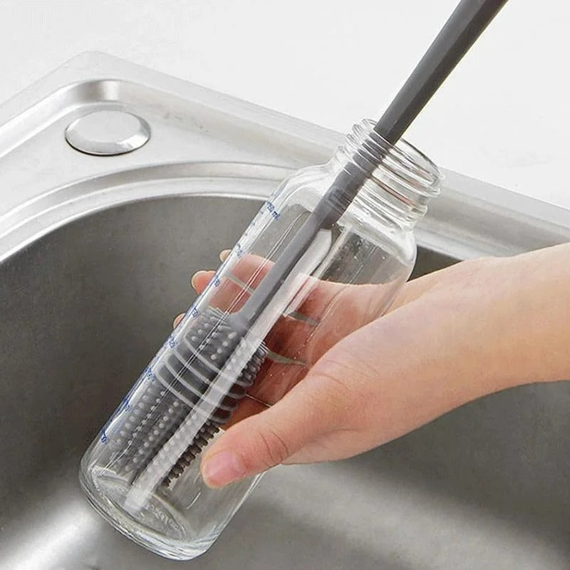 Langer Silikon-Flaschenbürstenreiniger – Milchflaschenbürste für Gläser, Babyflaschen, Küchenutensilien, 27 cm