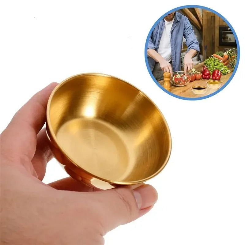 Set aus 2 Edelstahl Servierschalen für Saucen und Vorspeisen, Gold oder Silber, 8 cm