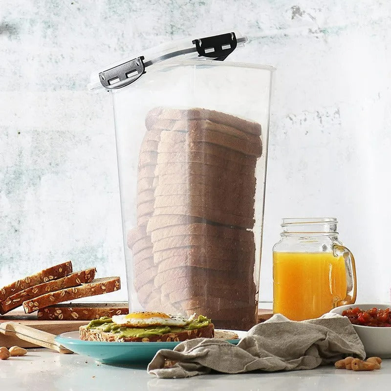 Brotkasten Plastik mit Deckel und Tragegriff, Brotaufbewahrungsbox luftdicht, BPA-frei, für Sandwichbrot und Pasta
