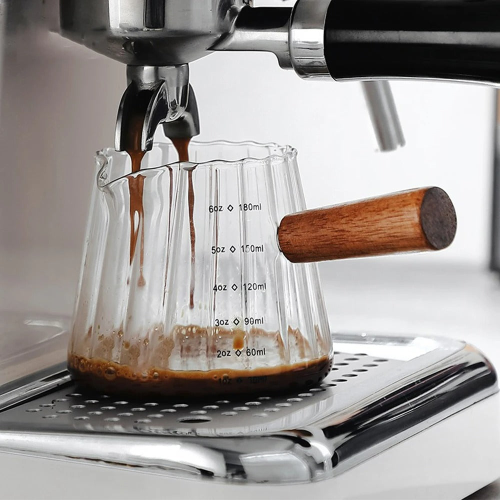 Espressokopje mit Holzgriff, 180ml, Melkschuimbeker, Latte Art Mok, Koffieaccessoires