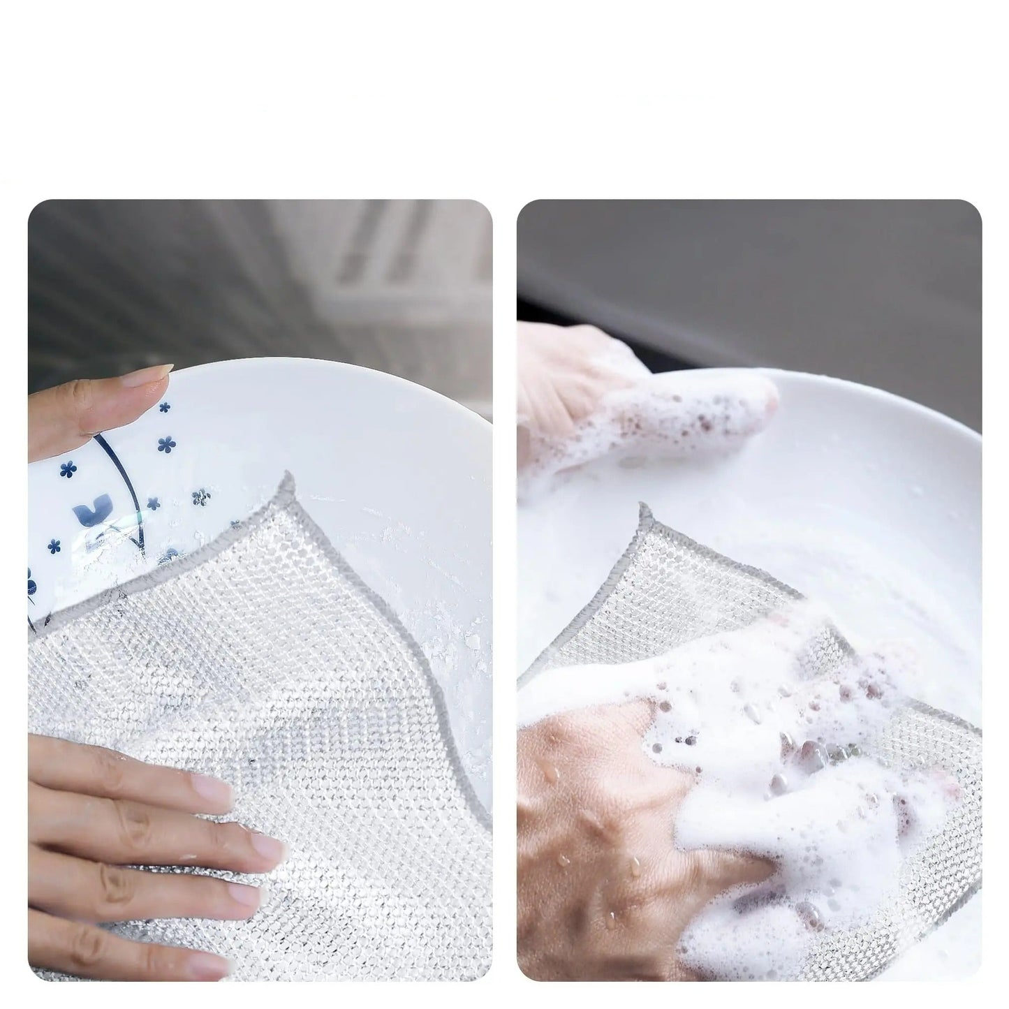 10 Stück Stahlwolle Reinigungstücher Grau, Doppellagige Nicht-Kratz Reinigungs-Pads für die Küche